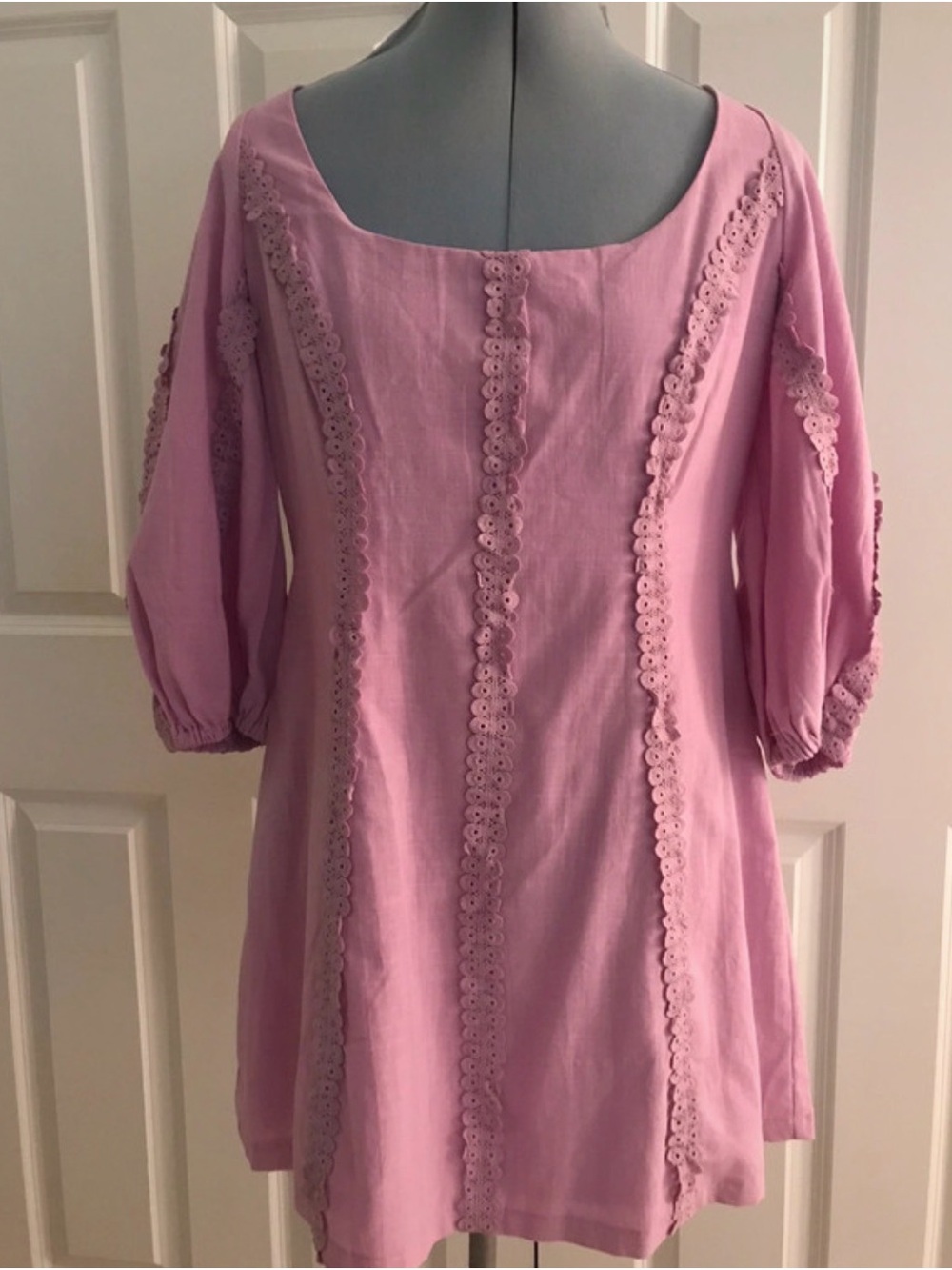 Romantic Lilac Eyelet-Trim Mini Dress